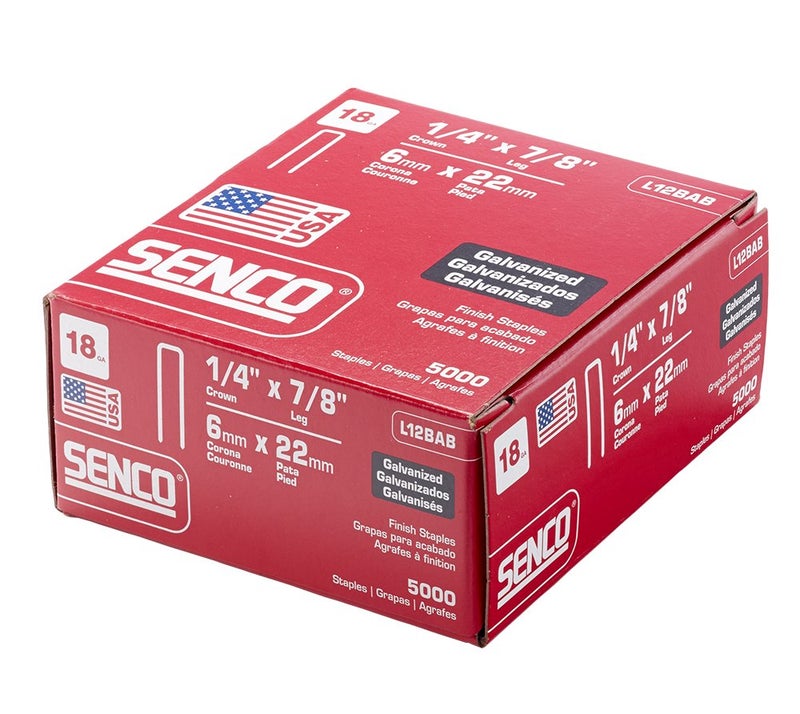 SENCO L12BAB 18 Gauge by 1/4-Inch Crown by 7/8-Inch Galvanized Staples, 1/4 Staples (5,000 per Box) - Image 2
